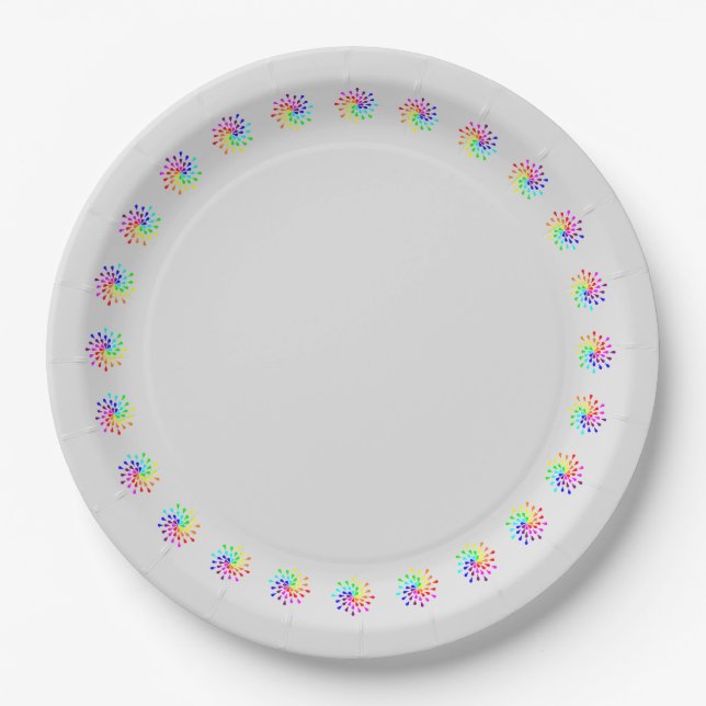 Rainbow teardrops paper plates (Front)