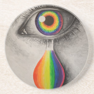 Rainbow tears poster throw pillow trivet stone coa coaster