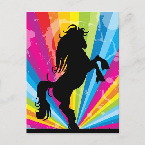 Rainbow Techno Silhouette Horse Postcard