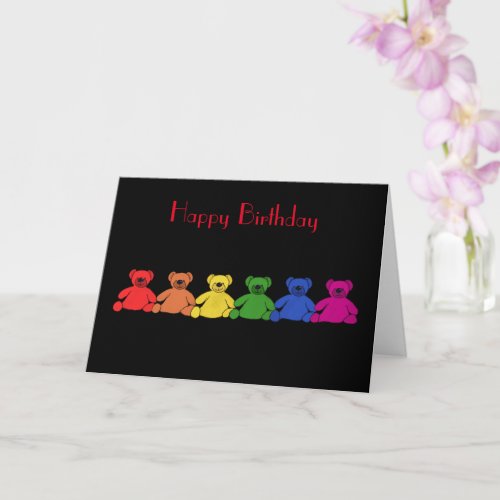Rainbow Teddies Birthday  Card