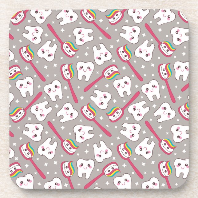 Rainbow Teeth Pattern Beverage Coaster (Front)