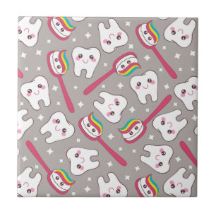 Rainbow Teeth Pattern Ceramic Tile