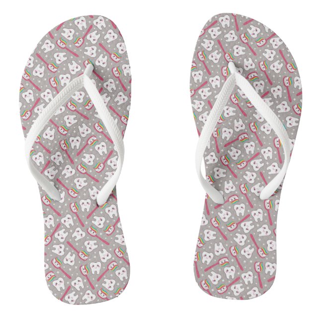 Rainbow Teeth Pattern Flip Flops (Footbed)