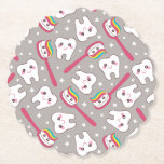 Rainbow Teeth Pattern Paper Coaster