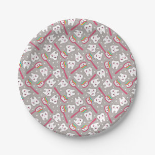 Rainbow Teeth Pattern Paper Plates
