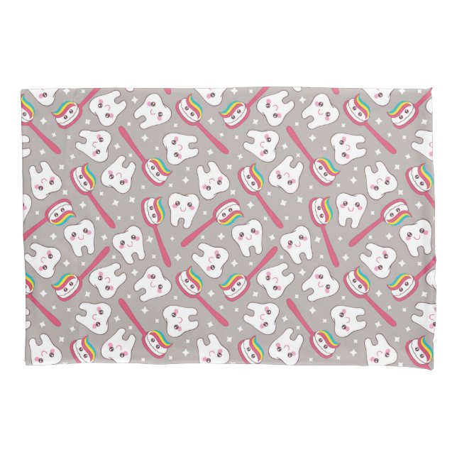 Rainbow Teeth Pattern Pillow Case (Front-Left)