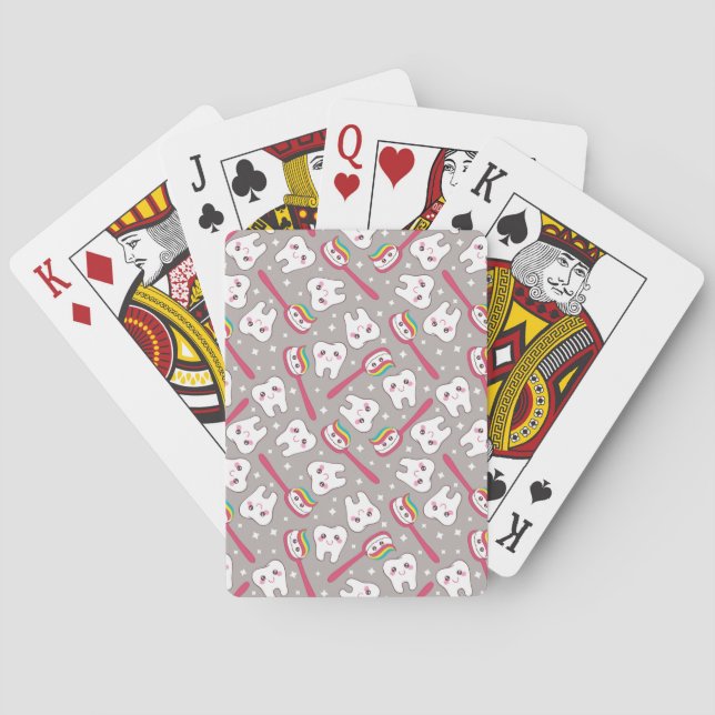 Rainbow Teeth Pattern Poker Cards (Back)