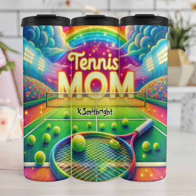 Rainbow Tennis Mom Court Thermal Tumbler (Creator Uploaded)