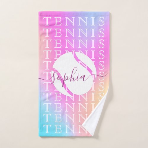 Rainbow Tennis Typography Ball  Girl Players Kids Hand Towel