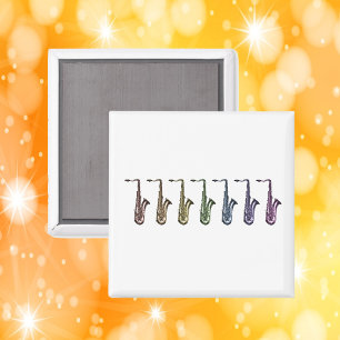 Rainbow Tenor Saxophone Lineup Magnet
