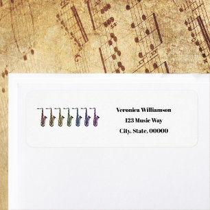 Rainbow Tenor Saxophone Personalize Return Address Label