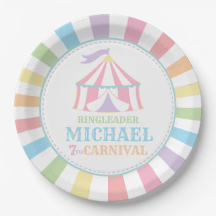 Rainbow Tent Circus Carnival Birthday Party Plates