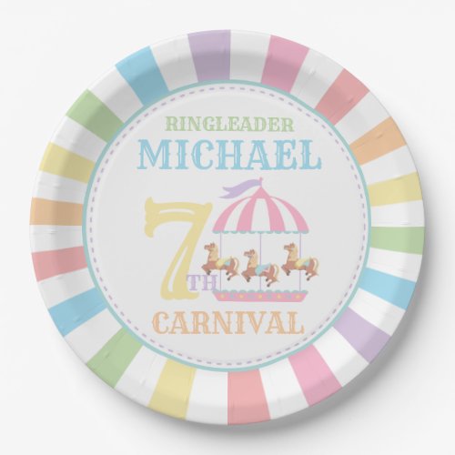 Rainbow Tent Circus Carnival Birthday Party Plates