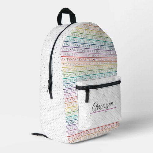 Rainbow Texas Texas Texas Printed Backpack