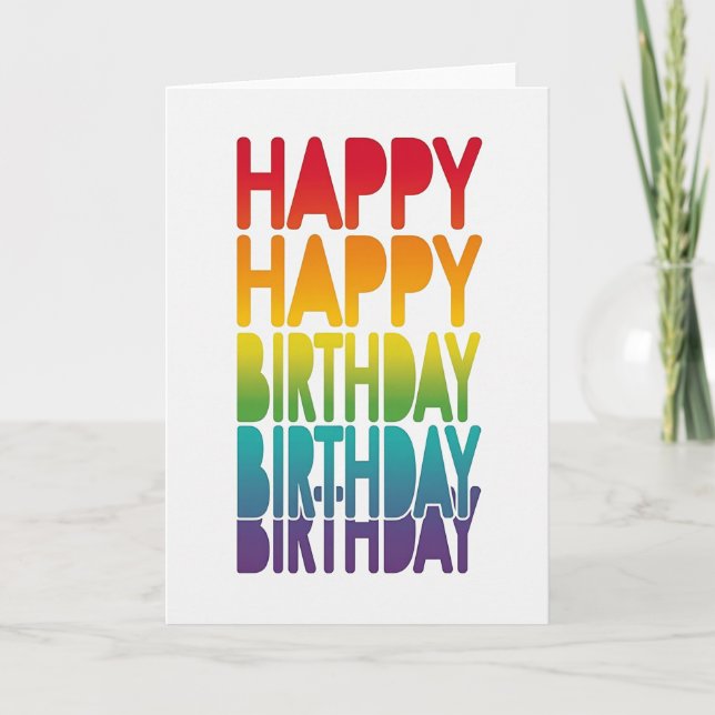 Rainbow Text Birthday Card (Front)