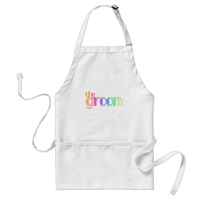 Rainbow Text Groom T-shirts and Gifts Adult Apron (Front)