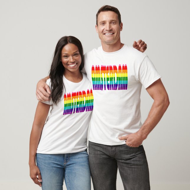 Rainbow Text LGBTQ Amsterdam Gay Pride LGBT T-Shirt (Unisex)