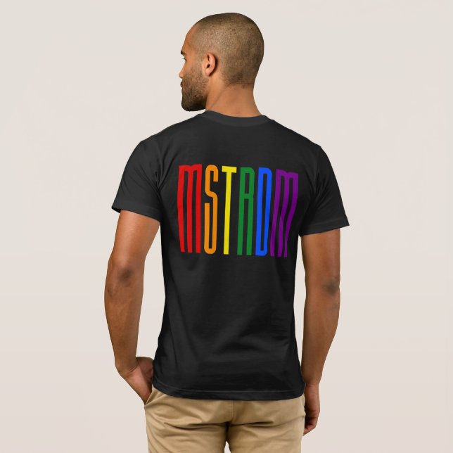 Rainbow Text LGBTQ Amsterdam Gay Pride LGBT T-Shirt (Back Full)