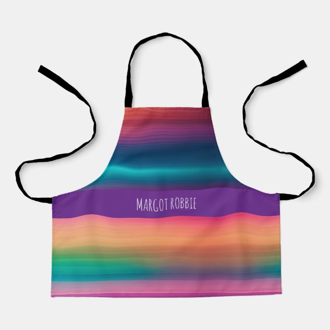 Rainbow Texture line Gradient Pattern Apron (Front)