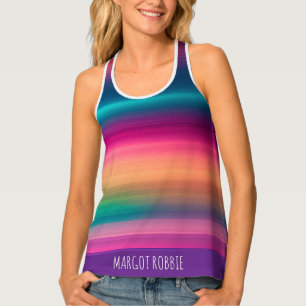 Rainbow Texture line Gradient Pattern Tank Top