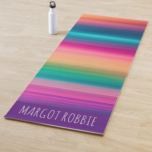 Rainbow Texture line Gradient Pattern Yoga Mat
