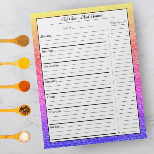 Rainbow Texture Meal Planner  Trendy Grocery List Notepad