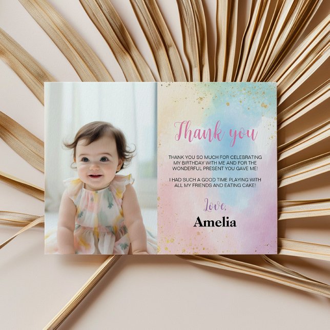 Rainbow Thank You Card Birthday Party (Creator Uploaded)