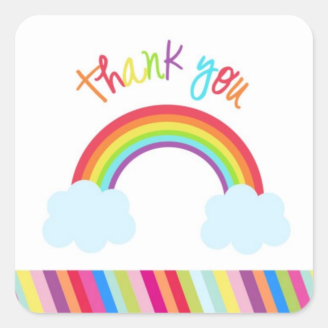 Rainbow Thank You Favor Stickers (Front)