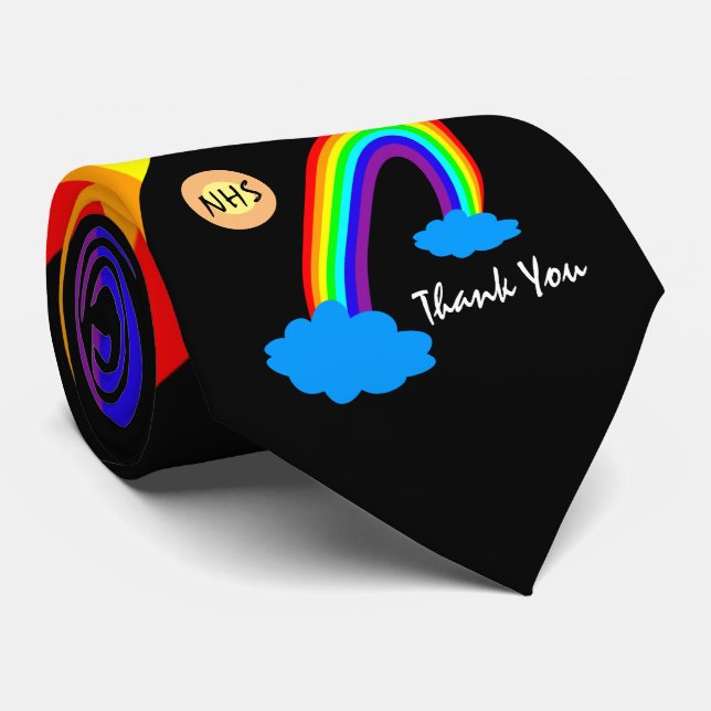 Rainbow & Thank You "NHS" /office fashion Britain Neck Tie (Rolled)