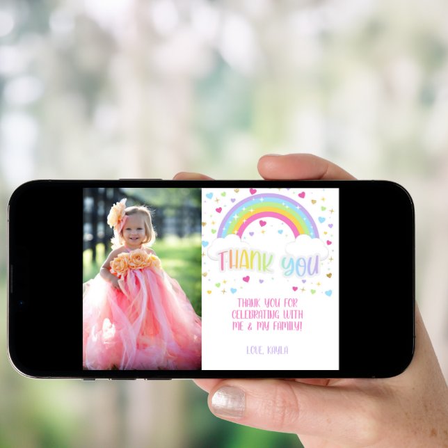 Rainbow Thank You Photo Card - Pastel (Front Digital)