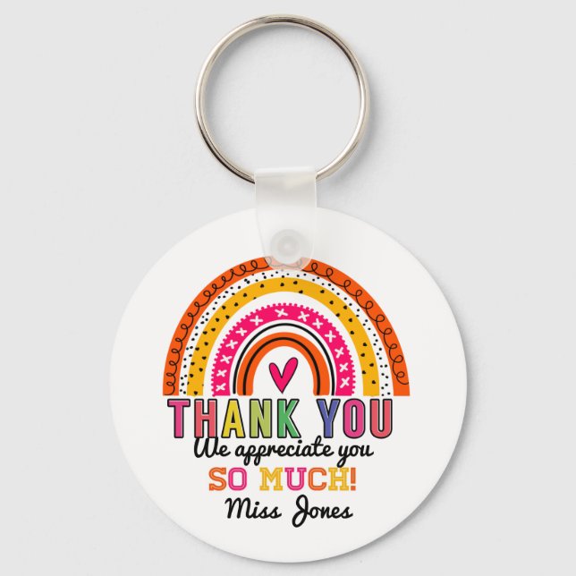 Rainbow thank you teacher gift key ring (Front)