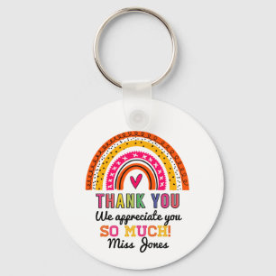 Rainbow thank you teacher gift key ring