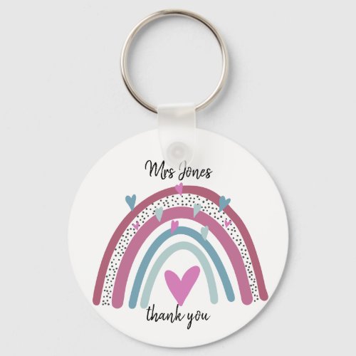 Rainbow thank you teacher gift keychain