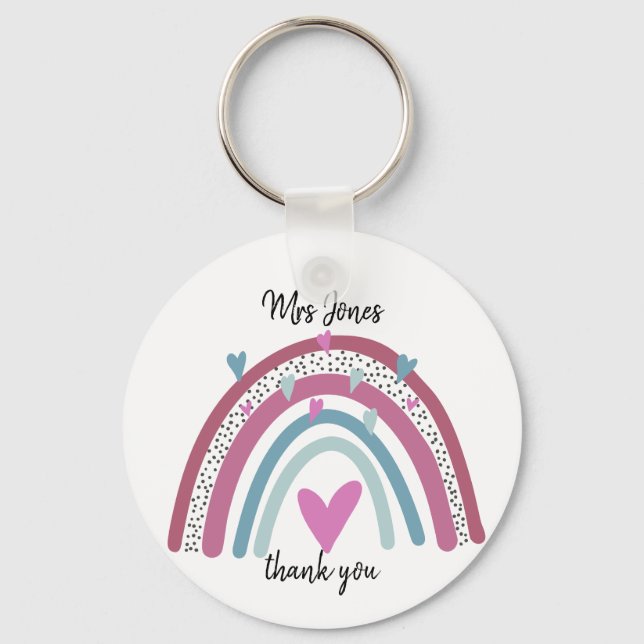 Rainbow thank you teacher gift keychain (Front)