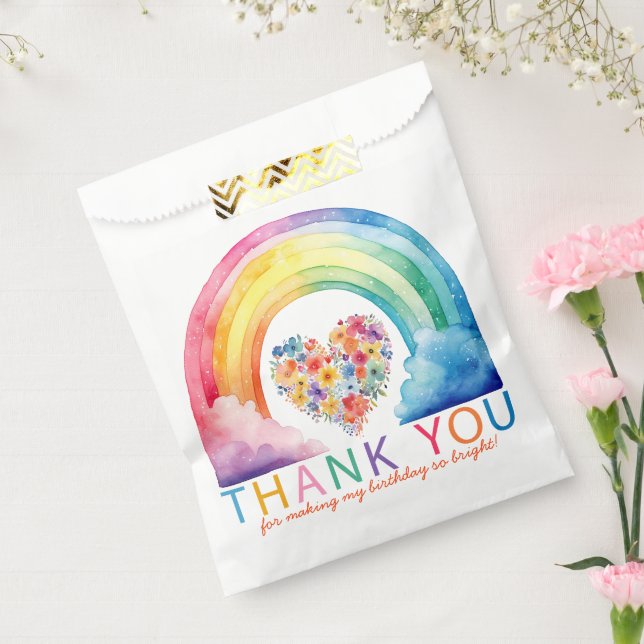Rainbow Thank You Watercolor Party Favor Bag (Sealed)