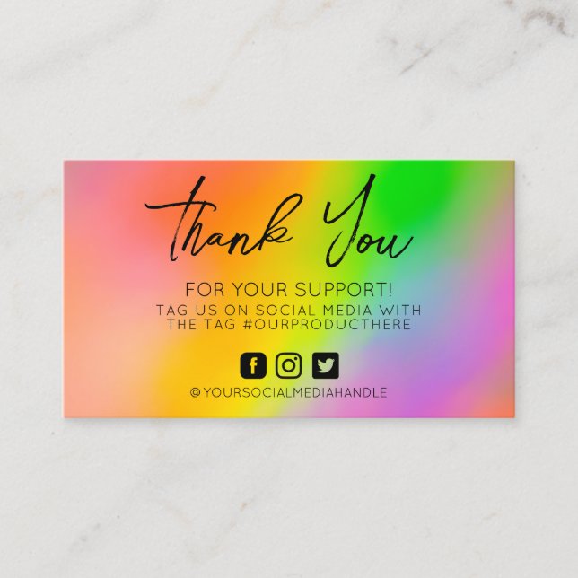 Rainbow Thank You Whimsical Business Card (Front)