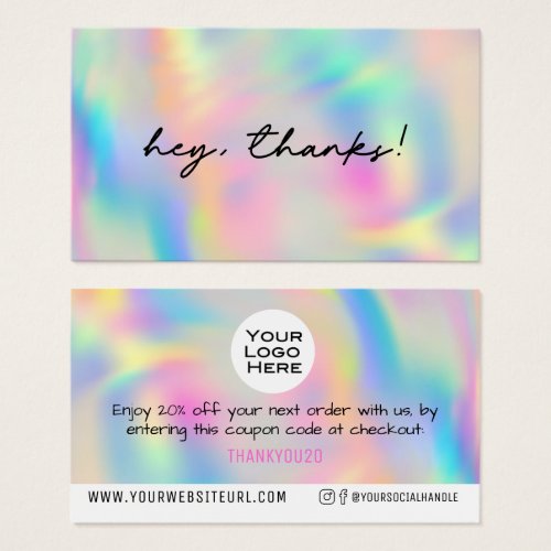 Rainbow Thanks Add Logo Discount Card Insert