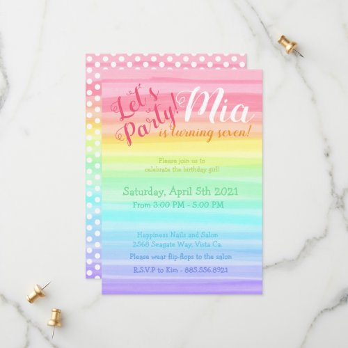 Rainbow Them Birthday Colorful Watercolor Ombre Save The Date