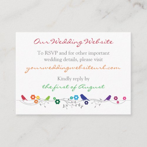 Rainbow Theme Birds Flowers Wedding Website Insert Business Card Templates