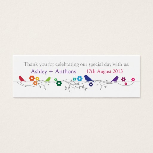 Customizable Rainbow Theme Birds Wedding Thank You Favor Tags Business Cards