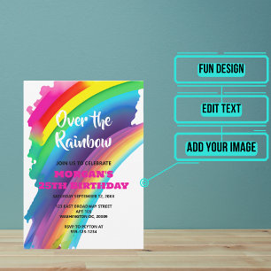Rainbow Theme Birthday Party Invitation