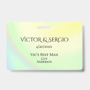 Rainbow Theme Wedding Party ID Double Sided Badge