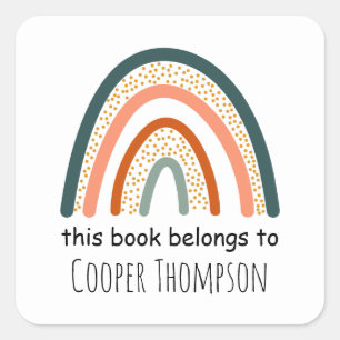 Rainbow this book belongs to kids bookplate