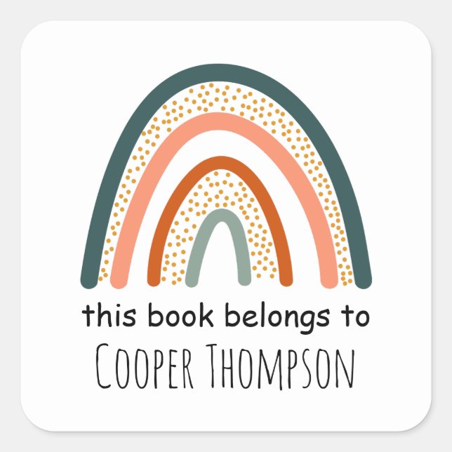 Rainbow this book belongs to kids bookplate (Front)
