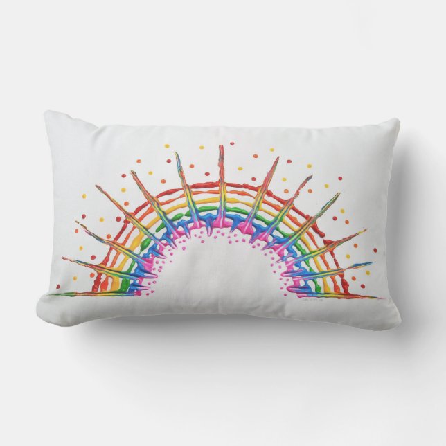 Rainbow Throw Cushion, Lumbar Cushion 33 x 53 cm (Front)