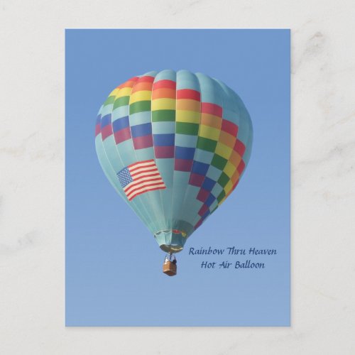 Rainbow Thru Heaven Hot Air Balloon Postcard