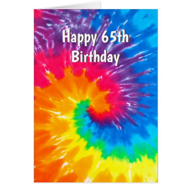 Rainbow Tie Dye 65th Birthday Cards (Front)