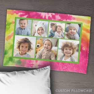 Rainbow Tie-Dye - 7 Photo Collage - Vintage Vibe Pillow Case