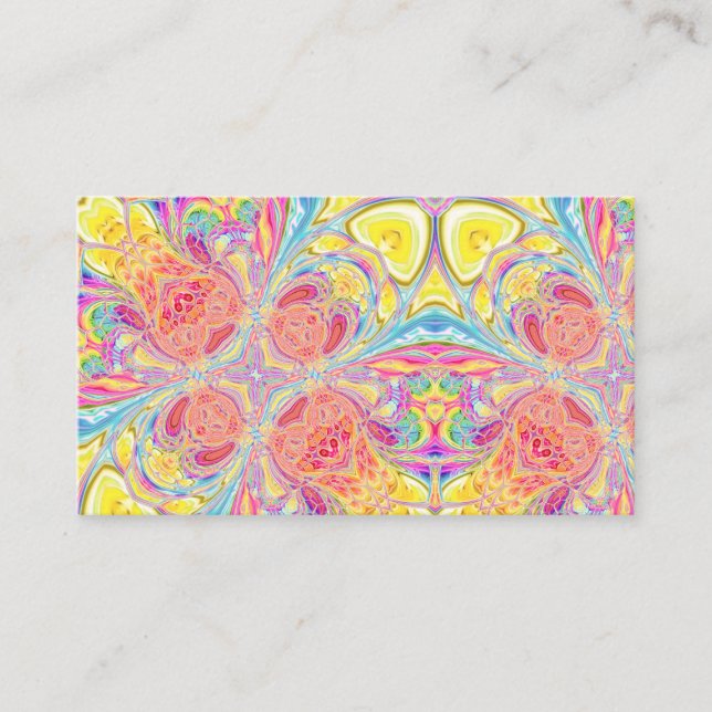 Rainbow Tie Dye Acrylic Fluid Pour Flower Business Card (Front)