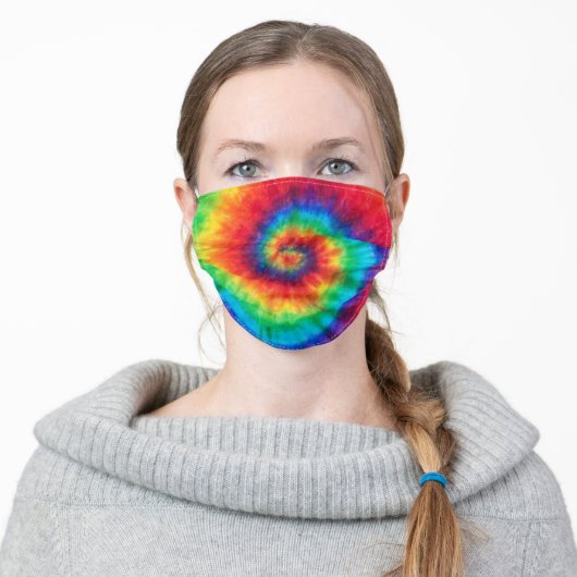 RAINBOW TIE DYE ADULT CLOTH FACE MASK (Worn)